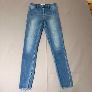 Abercrombie & Fitch The Legging Jeans Womens 4x27 Blue Denim High Rise Raw Hem
